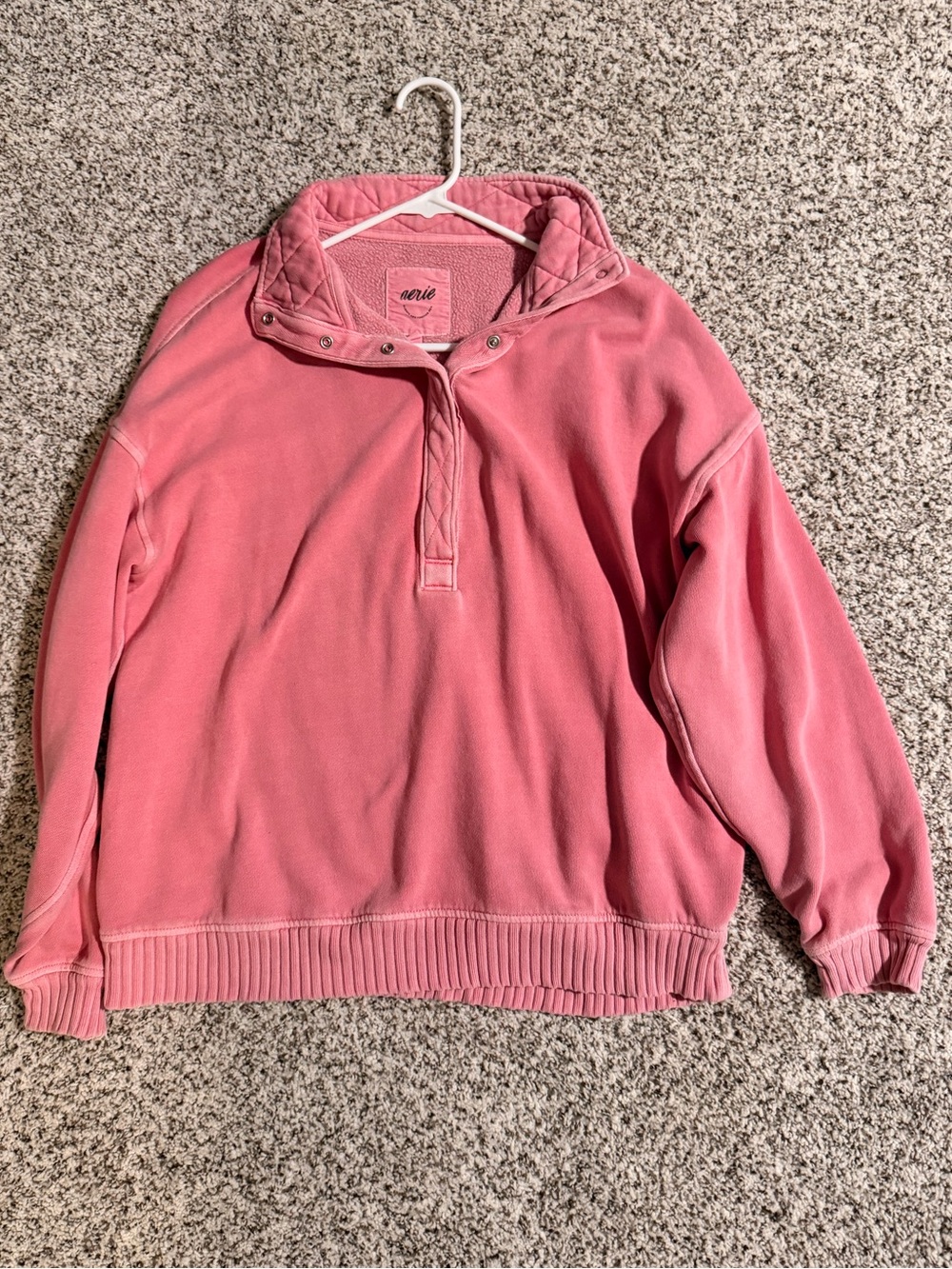 Aerie Pink Quarter-Snap Pullover Sweater